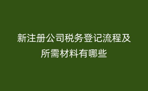 新注册公司税务登记流程及所需材料有哪些