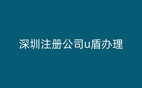 深圳注册公司u盾办理