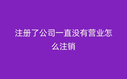 注册了公司一直没有营业怎么注销