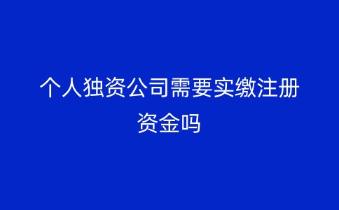 个人独资公司需要实缴注册资金吗