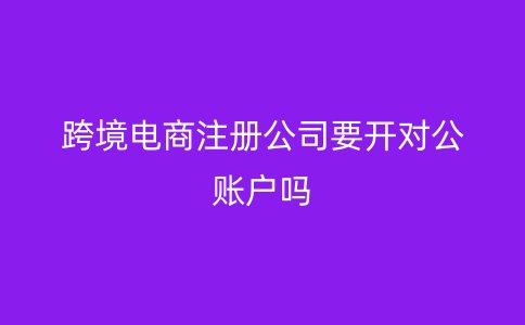 跨境电商注册公司要开对公账户吗