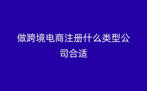 做跨境电商注册什么类型公司合适