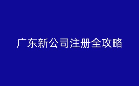 广东新公司注册全攻略