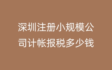 深圳注册小规模公司计帐报税多少钱